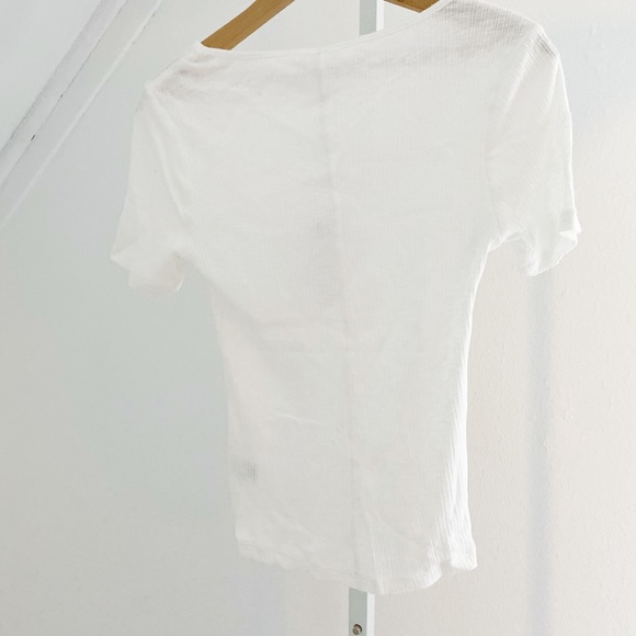 Z Supply White Ribbed Scoopneck Tee - Picture 3 of 4
